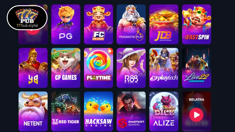 Slots ng 777PUB: Listahan ng Mga Kilalang Provider ng Game